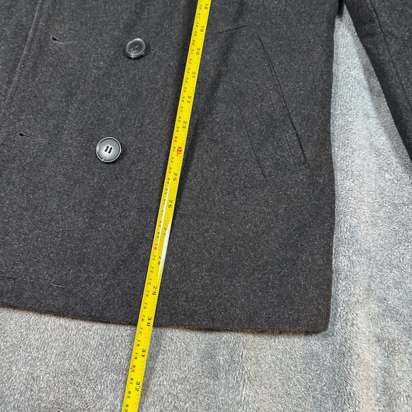 Calvin Klein Men Wool Blend Double Breasted Peacoat Charcoal Gray Size S - Picture 10 of 11